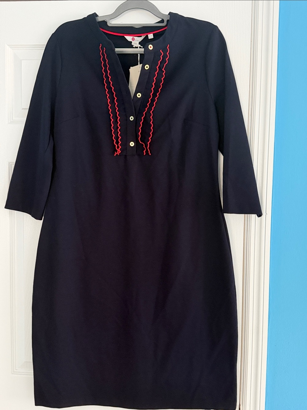 Boden Navy Dress with Red Trim